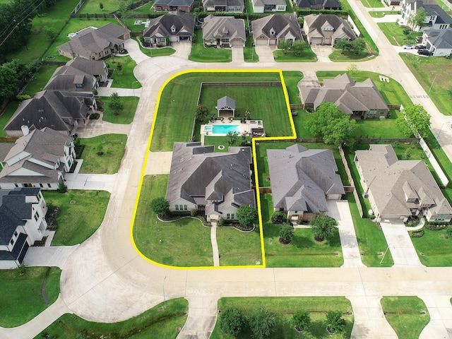 bird's eye view with a residential view