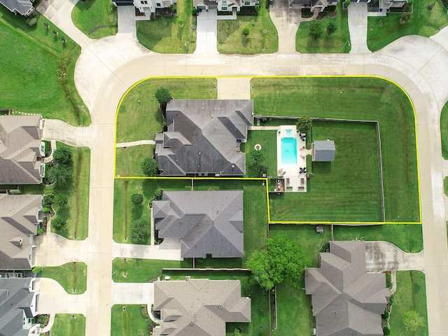 aerial view with a residential view