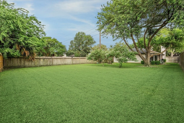 view of yard featuring a fenced backyard