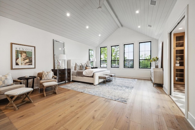702 E 19th St, Houston, TX 77008 - bedroom with light wood-style floors, recessed lighting, wooden ceiling, and baseboards