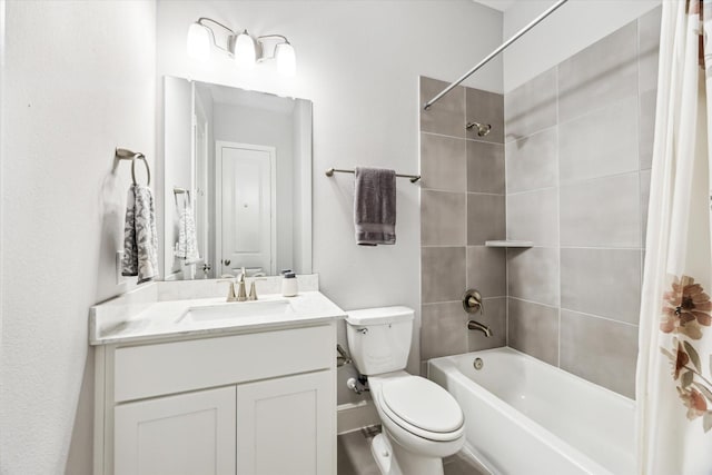 846 Dunleigh Meadows Ln, Houston, TX 77055 - full bathroom featuring shower / bathtub combination with curtain, vanity, and toilet