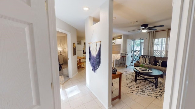 interior space with visible vents and light tile patterned floors