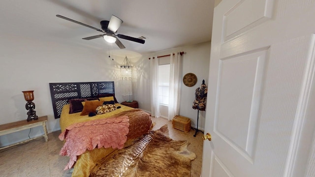 bedroom featuring ceiling fan