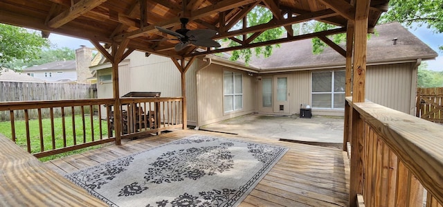 532 S Rivershire Dr, Conroe, TX 77304 - wooden terrace with ceiling fan