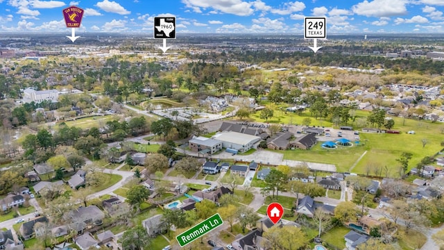 aerial view with a residential view