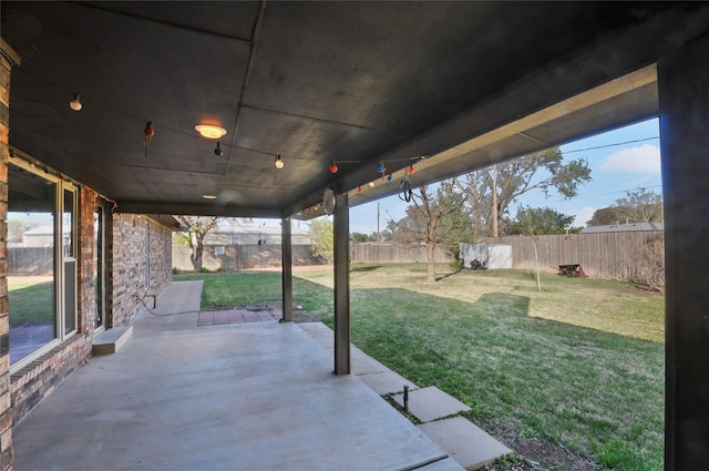 view of patio featuring a fenced backyard