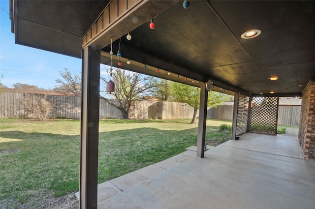 view of patio with a fenced backyard