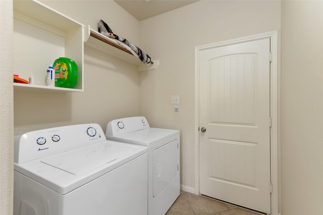 24618 Malca Manor Dr, Katy, TX 77493 - washroom with laundry area, washing machine and dryer, and light tile patterned flooring
