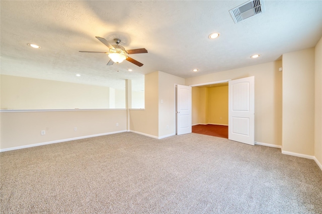 24618 Malca Manor Dr, Katy, TX 77493 - spare room with ceiling fan, carpet, recessed lighting, baseboards, and visible vents