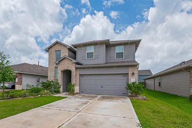12518 Pelican Bay Dr, Houston, TX 77038 - traditional-style house with brick siding, driveway, a front yard, and a garage