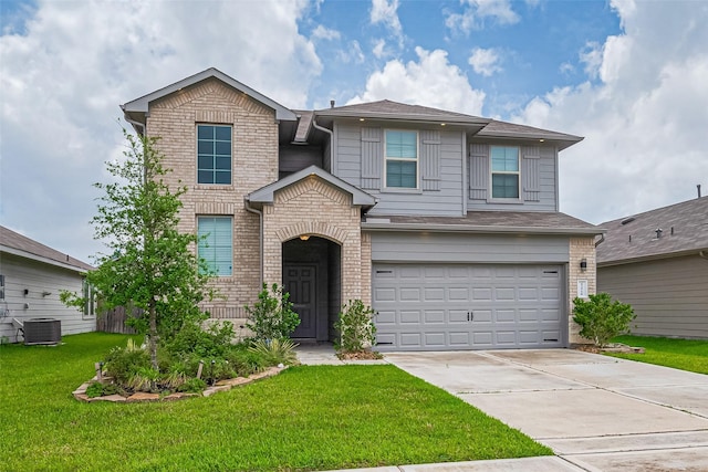 12518 Pelican Bay Dr, Houston, TX 77038 - traditional-style house with a garage, central air condition unit, driveway, and brick siding