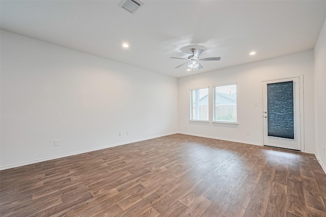 12518 Pelican Bay Dr, Houston, TX 77038 - interior space featuring recessed lighting, ceiling fan, visible vents, and wood finished floors