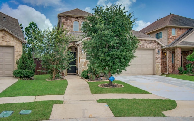 3730 Bach St, Iowa Colony, TX 77583 - traditional-style house with brick siding, driveway, a garage, and a shingled roof