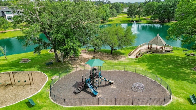 241 Blue Hill Dr, Montgomery, TX 77356 - view of property's community featuring a lawn, a water view, and playground community