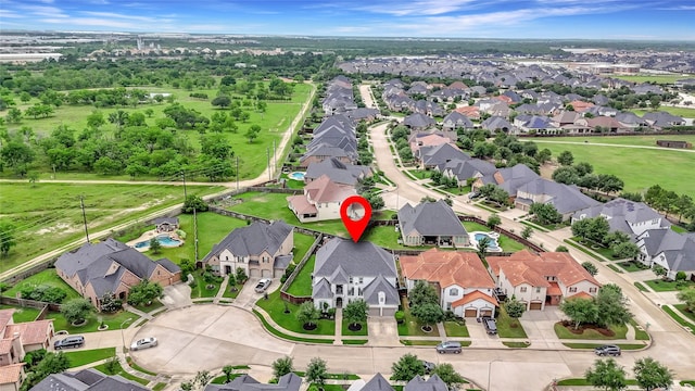 aerial view featuring a residential view