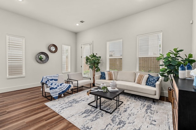 881 Rachel St Unit F, Houston, TX 77091 - living area featuring baseboards, recessed lighting, wood finished floors, and visible vents