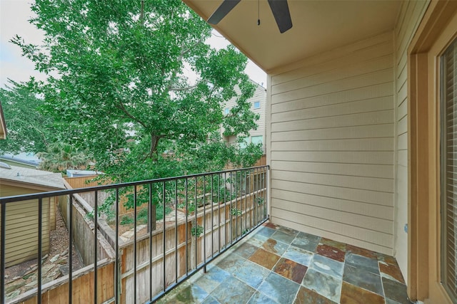 balcony with ceiling fan