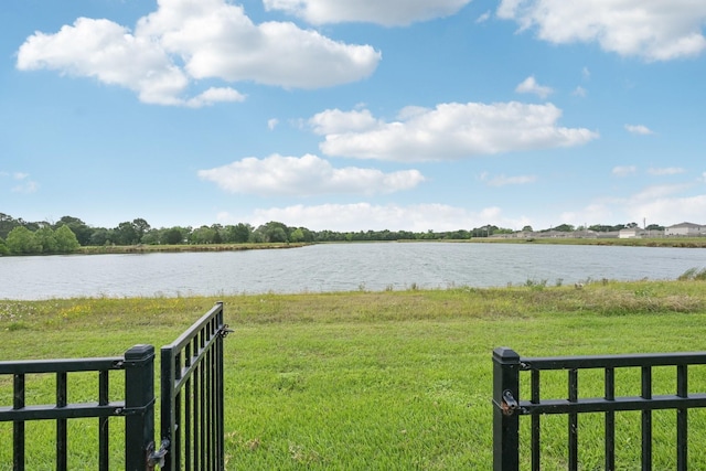 water view featuring fence