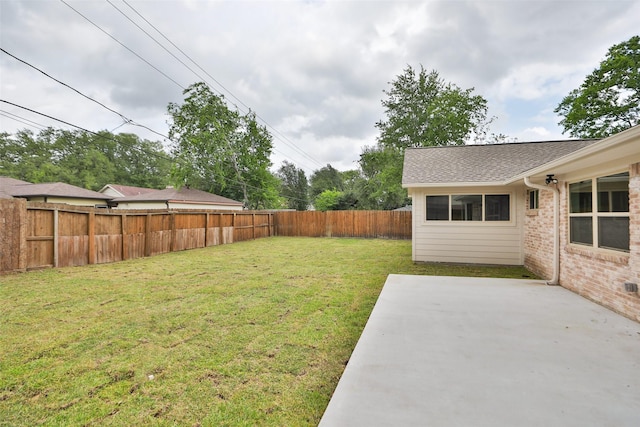 view of yard with a patio and a fenced backyard