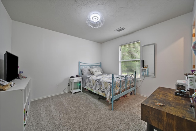bedroom featuring carpet flooring, baseboards, and visible vents