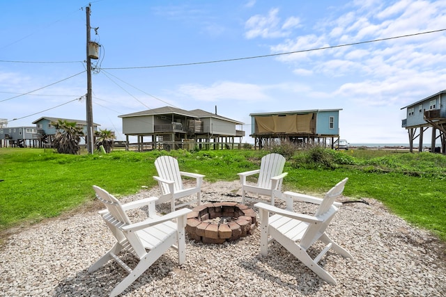 view of patio / terrace with a fire pit