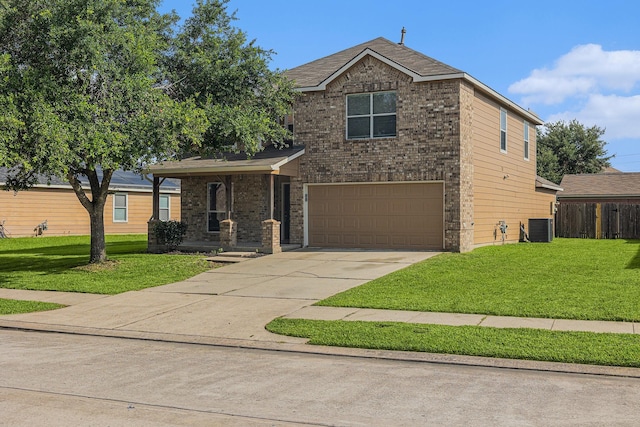 9607 Western Briar Ln, Humble, TX 77396 - traditional-style house with concrete driveway, a garage, and brick siding