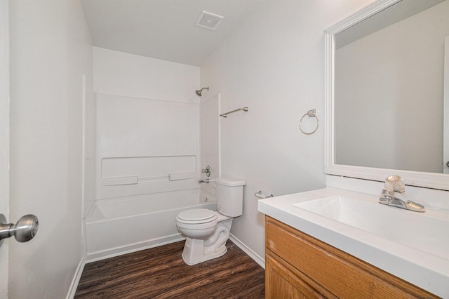 9607 Western Briar Ln, Humble, TX 77396 - bathroom with vanity, wood finished floors, and shower / washtub combination