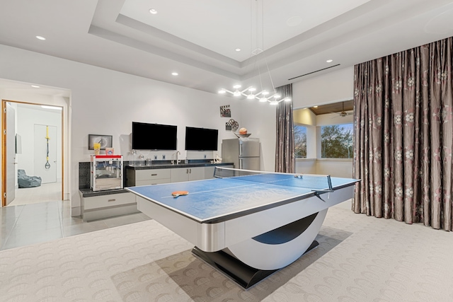 15618 Oyster Cove Dr, Sugar Land, TX 77478 - game room with recessed lighting and a raised ceiling