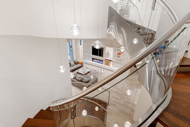 15618 Oyster Cove Dr, Sugar Land, TX 77478 - staircase with wood finished floors