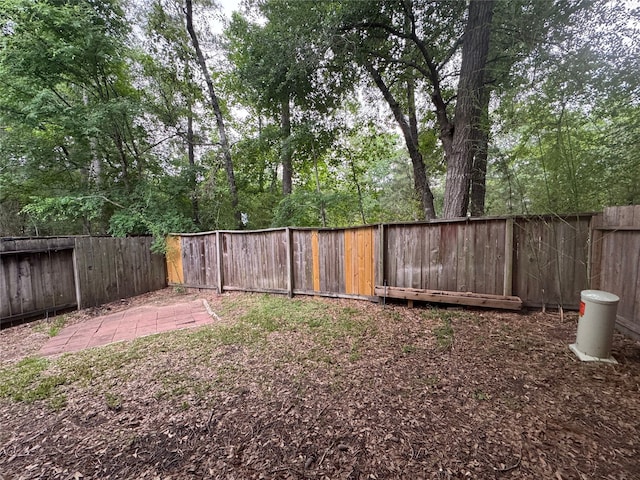 view of yard with a patio and a fenced backyard