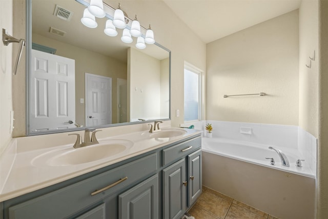 full bathroom featuring a sink, tile patterned floors, and visible vents