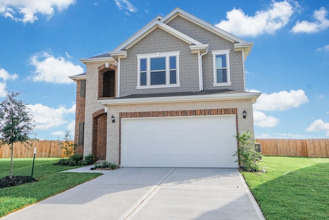 view of front of property with fence, driveway, and a front yard