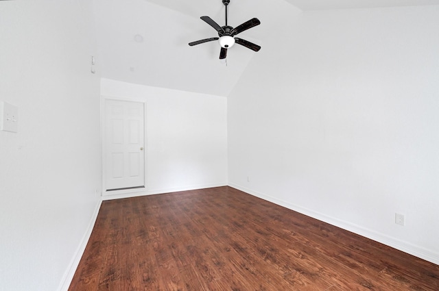 2114 Lone Star St, La Marque, TX 77568 - unfurnished room featuring baseboards, a ceiling fan, dark wood-style floors, and lofted ceiling