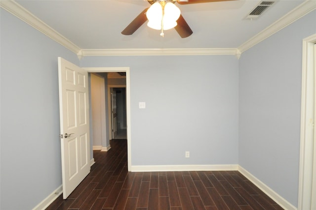 1246 W 21st St, Houston, TX 77008 - empty room with ceiling fan, ornamental molding, baseboards, and wood finished floors