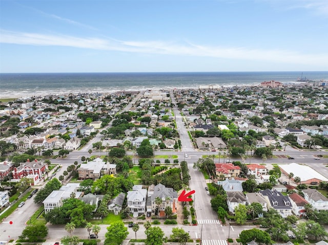 aerial view with a water view and a residential view