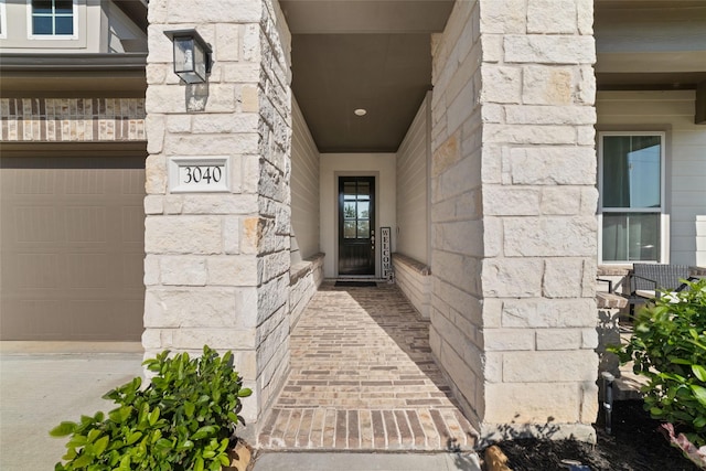 3040 Cirrus Heights Ct, Katy, TX 77493 - doorway to property with stone siding and a garage