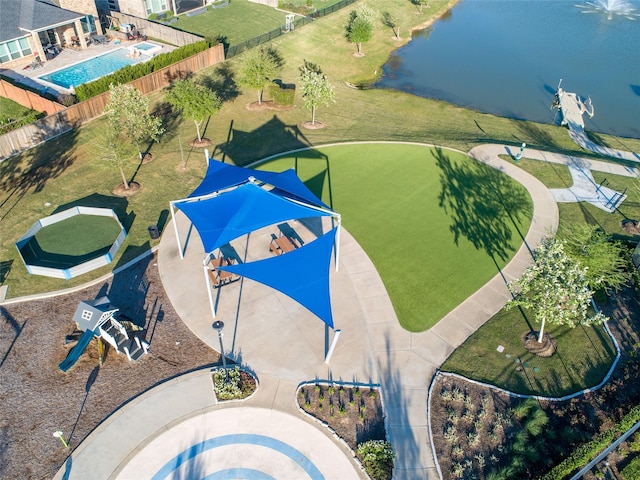 3040 Cirrus Heights Ct, Katy, TX 77493 - aerial view of a pool and a nearby body of water