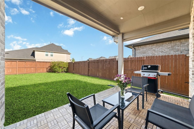 3040 Cirrus Heights Ct, Katy, TX 77493 - view of patio featuring an outdoor living space and a grill