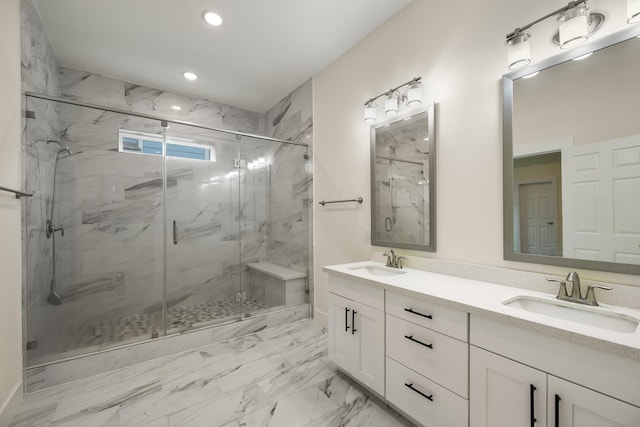 4610 Cashel Glen Dr, Houston, TX 77069 - bathroom with a sink and a marble finish shower