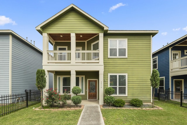 4610 Cashel Glen Dr, Houston, TX 77069 - view of front of house featuring fence, a front yard, and a balcony
