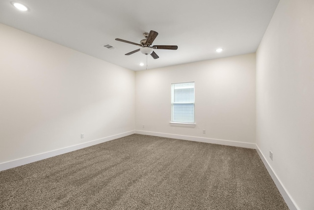 4610 Cashel Glen Dr, Houston, TX 77069 - empty room with ceiling fan, dark colored carpet, recessed lighting, baseboards, and visible vents