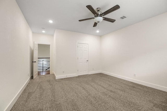 4610 Cashel Glen Dr, Houston, TX 77069 - carpeted empty room featuring baseboards, recessed lighting, and ceiling fan