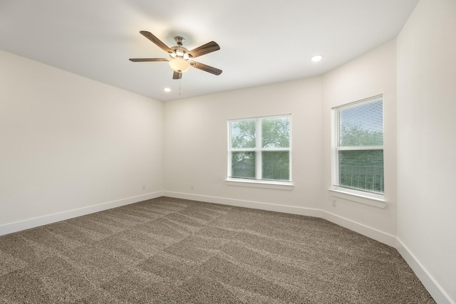 4610 Cashel Glen Dr, Houston, TX 77069 - unfurnished room with baseboards, a ceiling fan, carpet flooring, and recessed lighting