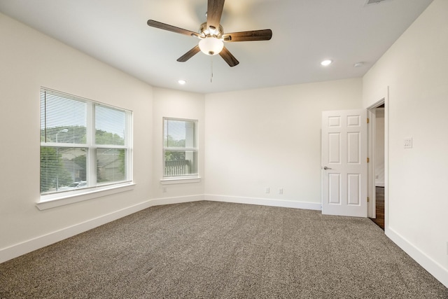 4610 Cashel Glen Dr, Houston, TX 77069 - spare room with dark carpet, recessed lighting, baseboards, and ceiling fan