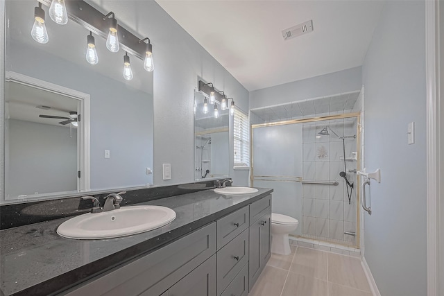 16506 Amcreek Rd, Houston, TX 77068 - full bathroom with a sink, a stall shower, double vanity, and visible vents