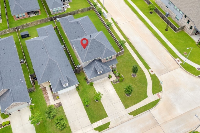aerial view with a residential view