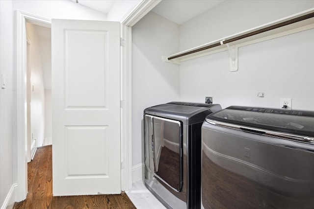 1230 W 25th St Unit C, Houston, TX 77008 - clothes washing area featuring separate washer and dryer, laundry area, and wood finished floors