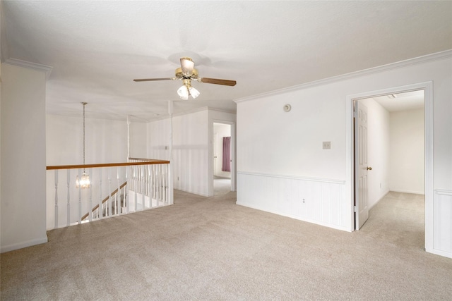 4423 Nassau Dr, Sugar Land, TX 77479 - carpeted empty room featuring crown molding and a ceiling fan