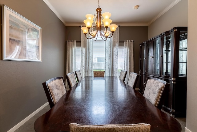 834 Arbor Pne, Tomball, TX 77375 - dining space featuring a chandelier, baseboards, and crown molding