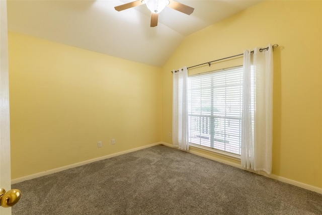 834 Arbor Pne, Tomball, TX 77375 - carpeted empty room with lofted ceiling, ceiling fan, and baseboards